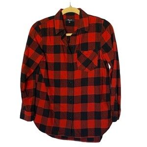 Madewell Women's Size XS Flannel Ex-Boyfriend Shirt Buffalo Check Plaid
